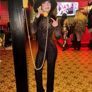 Naked Wardrobe LeopardPrint Jumpsuit - Chocolate Suede